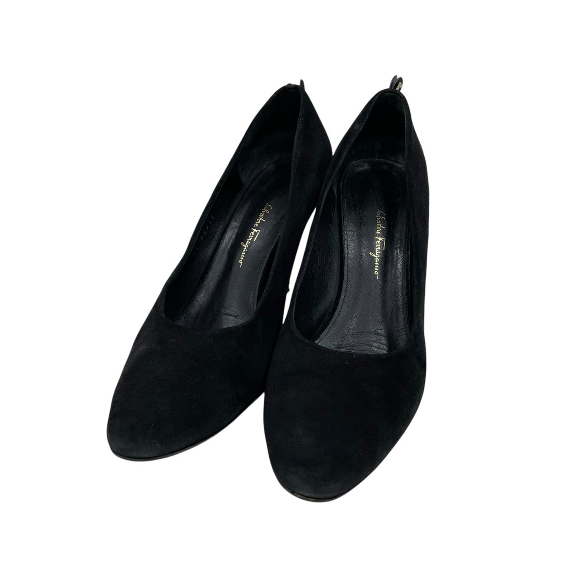 【サルヴァトーレフェラガモ】黒 スエード サンダル ヒール約8cm サルヴァトーレフェラガモ】黒 スエード サンダル ヒール約8cm