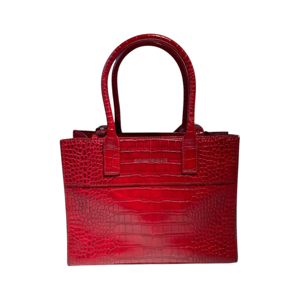 EMPORIO ARMANI(エンポリオアルマーニ) クロコ押しハンドバッグ レッド