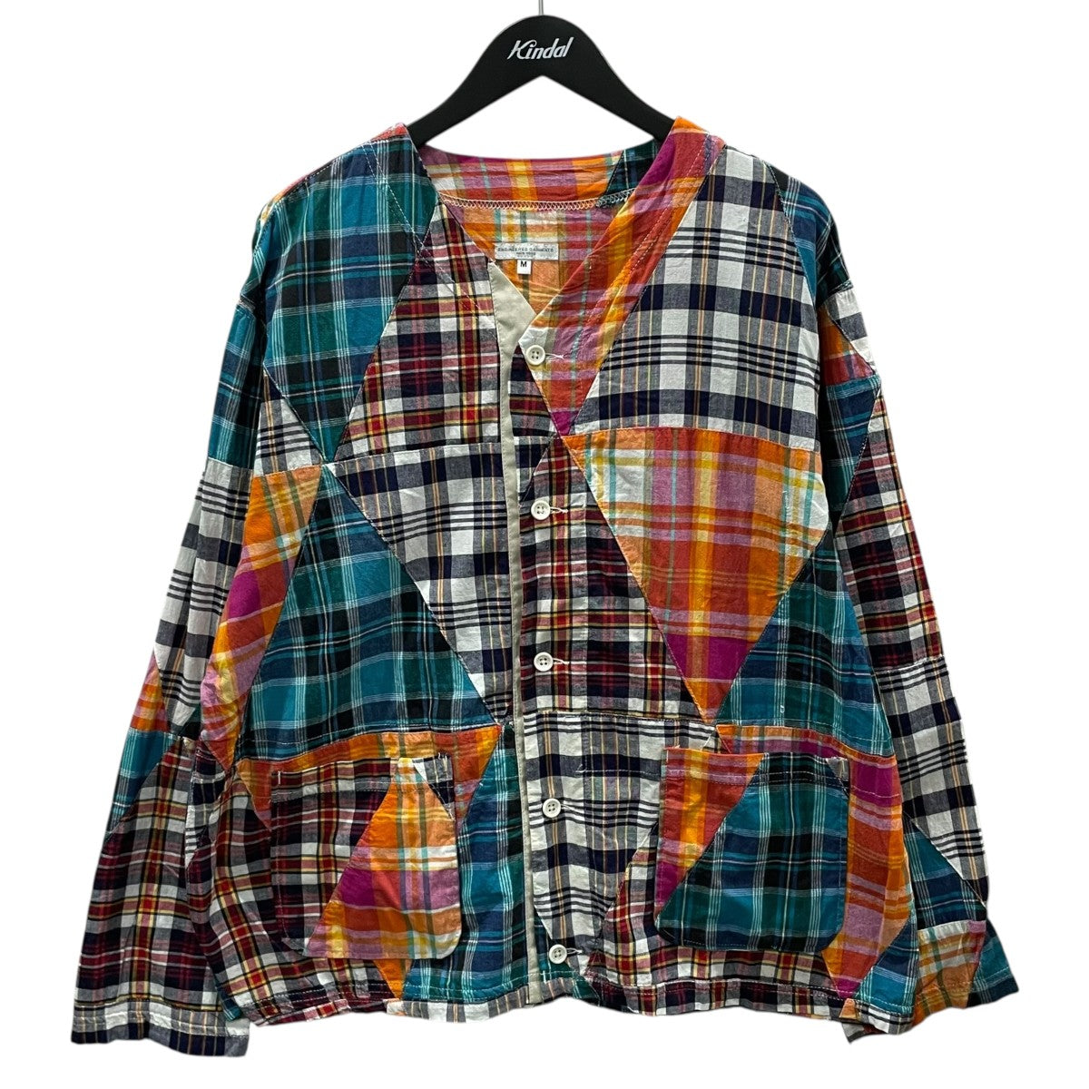 24SS チェック柄パッチワークノーカラージャケット Loiter Jacket - Triangle Patchwork Madras ロイタージャケット トライアングルパッチワークマドラス