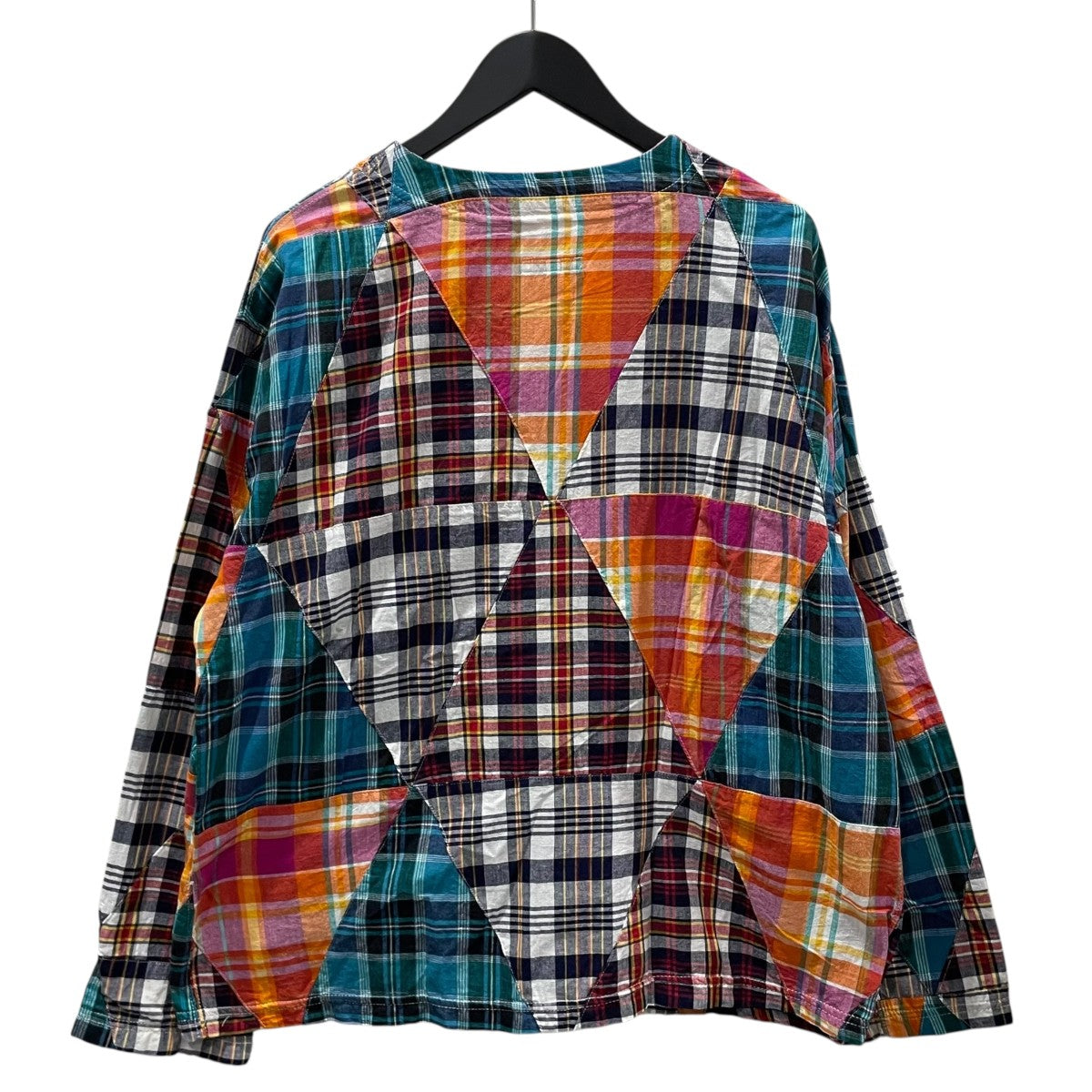 24SS チェック柄パッチワークノーカラージャケット Loiter Jacket - Triangle Patchwork Madras ロイタージャケット トライアングルパッチワークマドラス