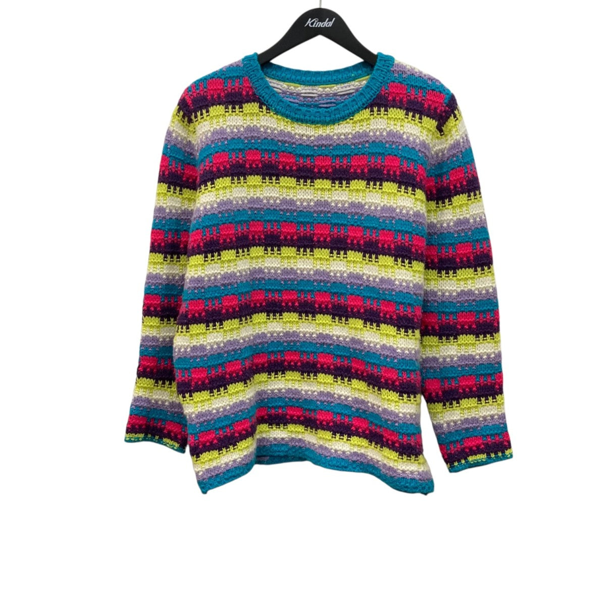 lucien pellat-finet(ルシアンペラフィネ) 厚手ニット ブルー×ピンク