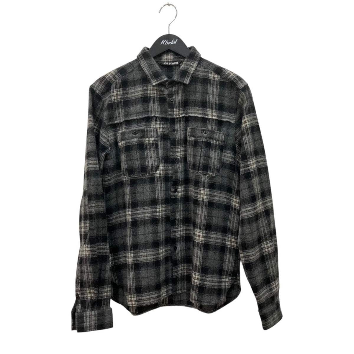 NEIL BARRETT(ニールバレット) 長袖シャツ グレー×ブラック サイズ 40