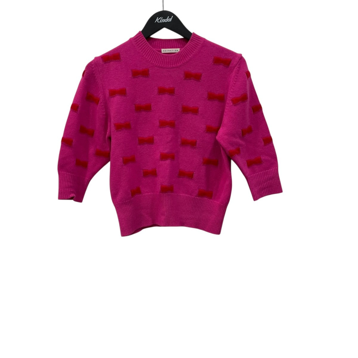 リボンジャカードニット