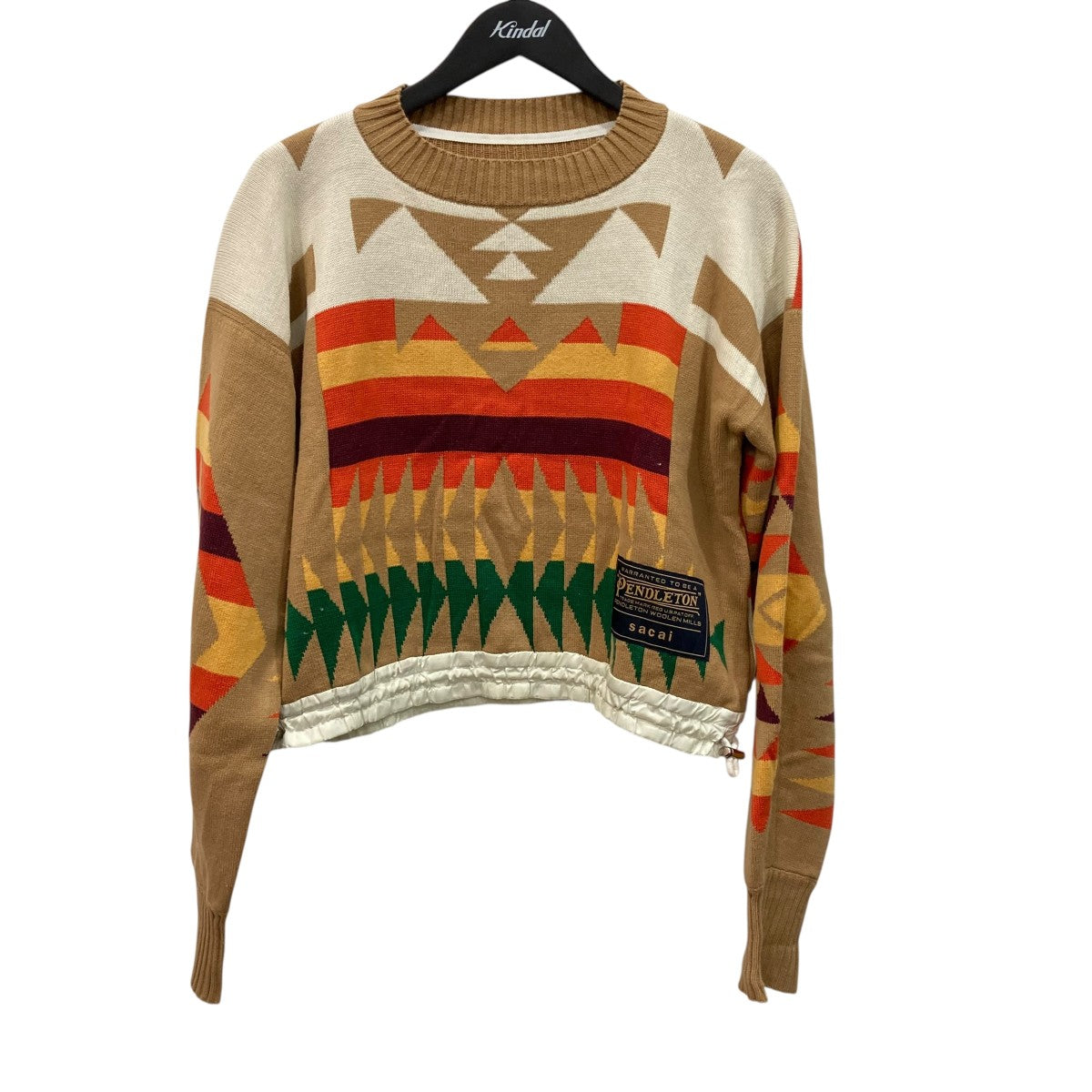 希少rare 即完19S/S Wネーム sacai ペンドルトン コラボ ニット sacai×PENDLETON ニットセーター1904241 1904241 ベージュ×ホワイト