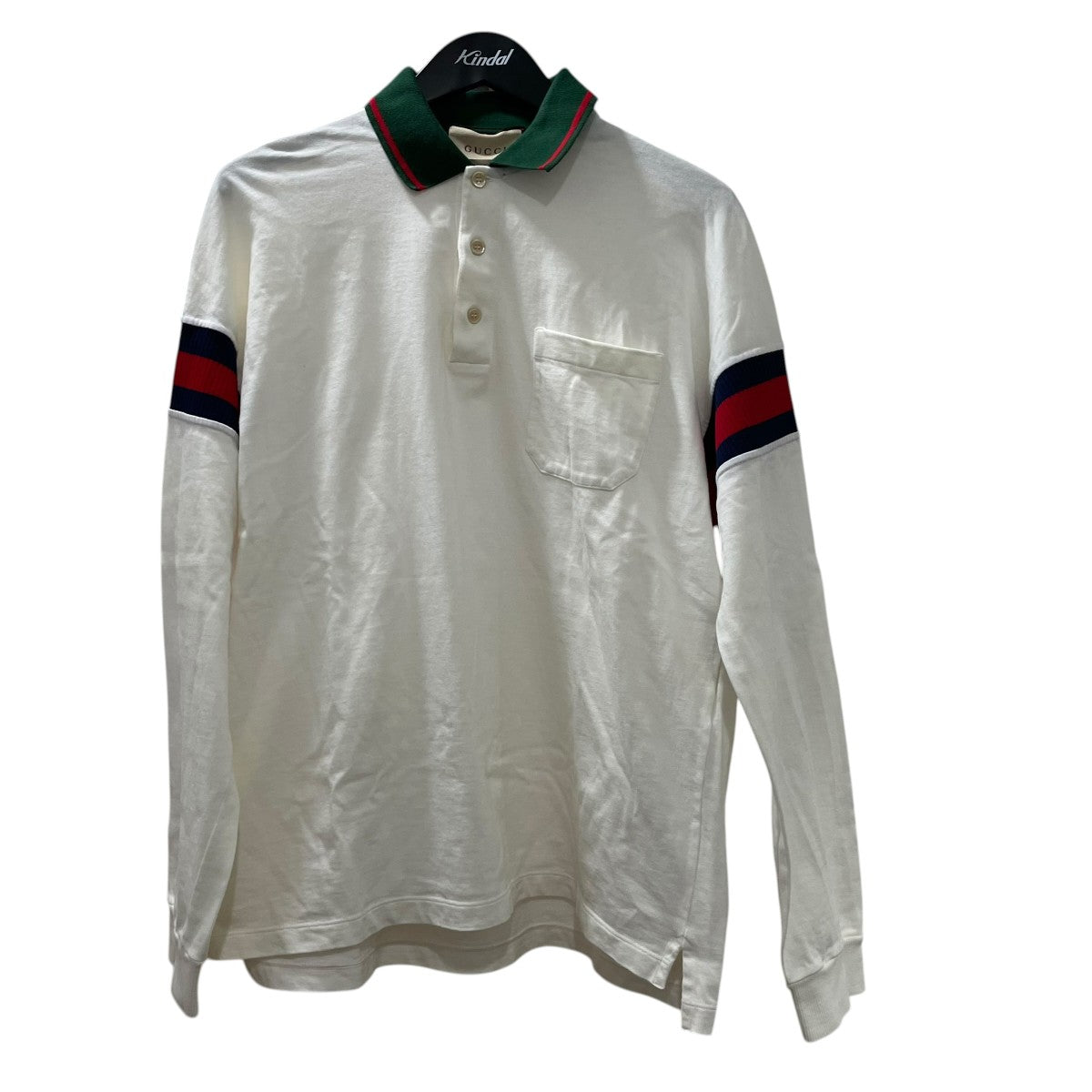 ◇GUCCI ポロシャツ 白×グレー×シェリーライン Mサイズ メンズ GUCCI - GUCCI ストライプ コットン ポロシャツ グッチ XL レシート