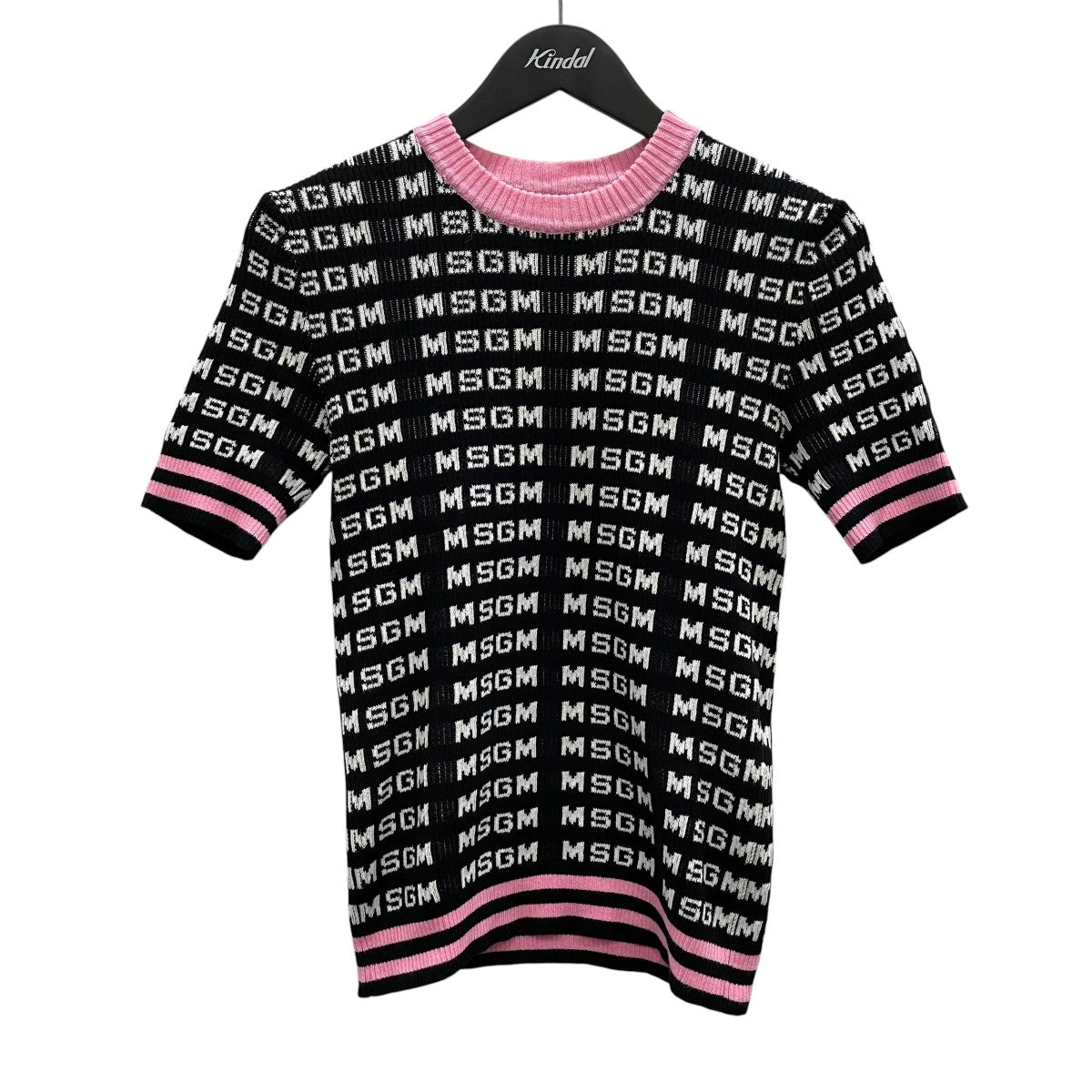 極美品 エムエスジーエム MSGM ケーブルタートルネックニット 半袖 マゼンタ MSGM（エムエスジーエム）ニット・セーター ピンク サイズ:XS