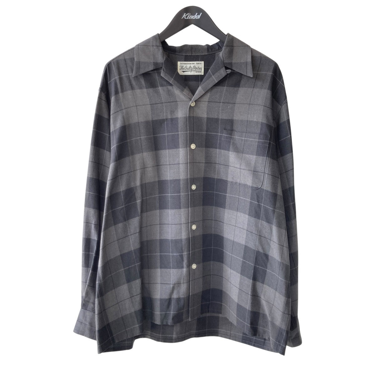 OMBRE CHECK OPEN COLLAR SHIRT L Sチェック長袖シャツ