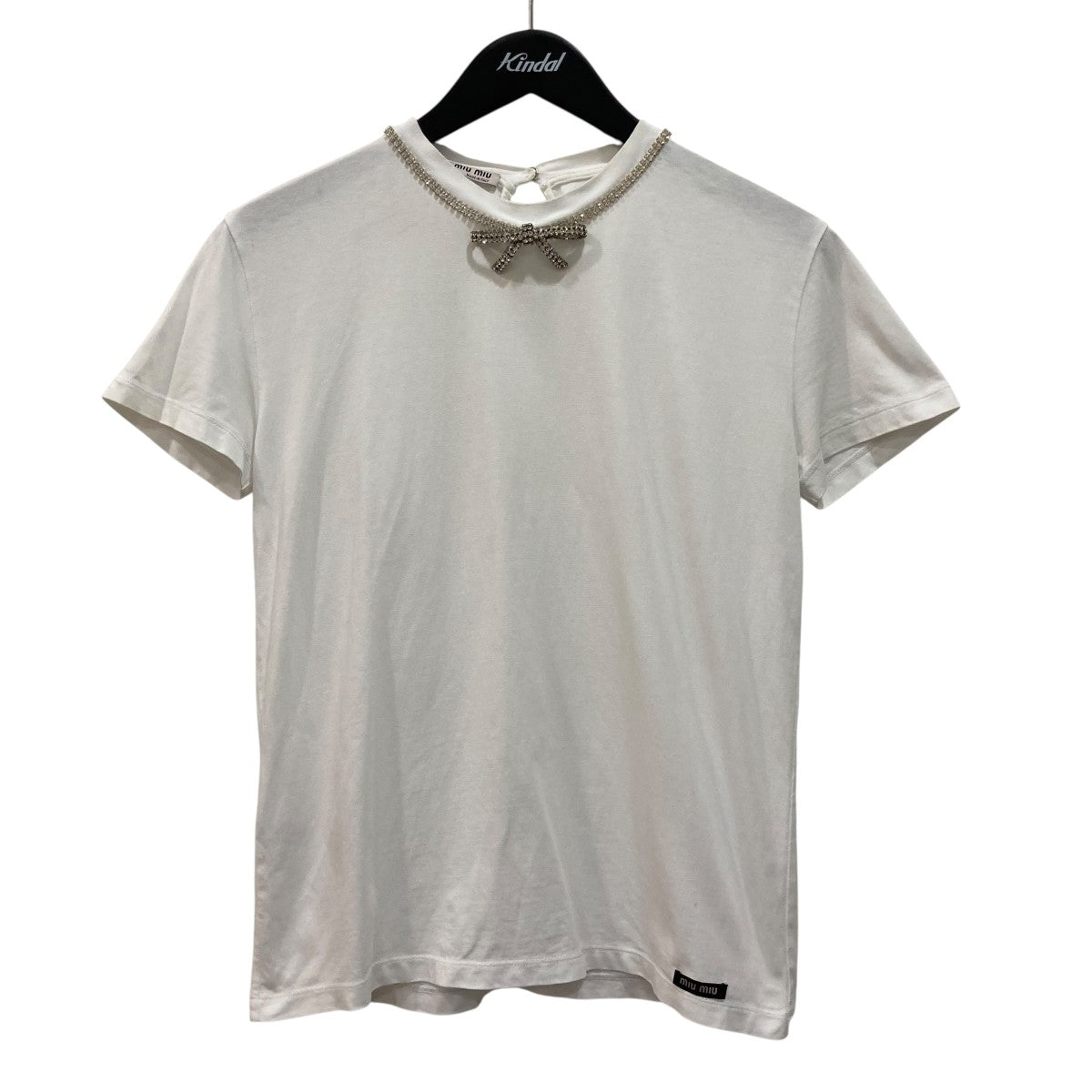 MIU MIU ホワイト Tシャツ リボン付き MIU MIU(ミュウミュウ) ビジュー