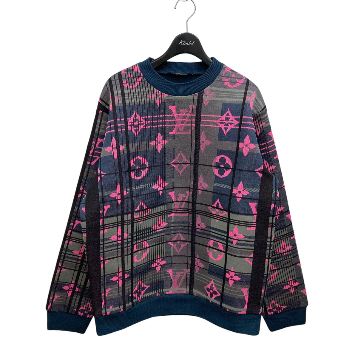 LOUIS VUITTON(ルイヴィトン) Monogram Jacquard CrewneckモノグラムジャガードスウェットHKY75WZRW  HKY75WZRW グリーン×ピンク サイズ M｜【公式】カインドオルオンライン ブランド古着・中古通販【kindal】