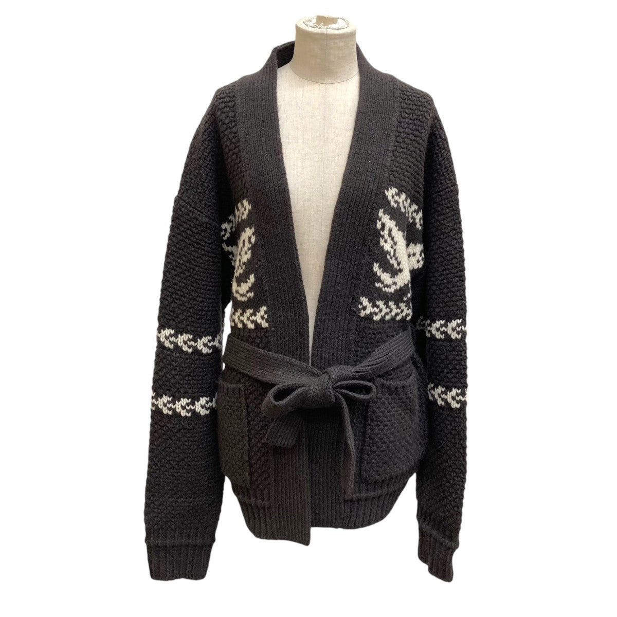 RAINMAKER(レインメーカー) 21AWBELTED COWTIN SWEATERカーディガンRM212-037 ブラウン サイズ:46 メンズ ニット・セーター・カーディガン 中古・古着