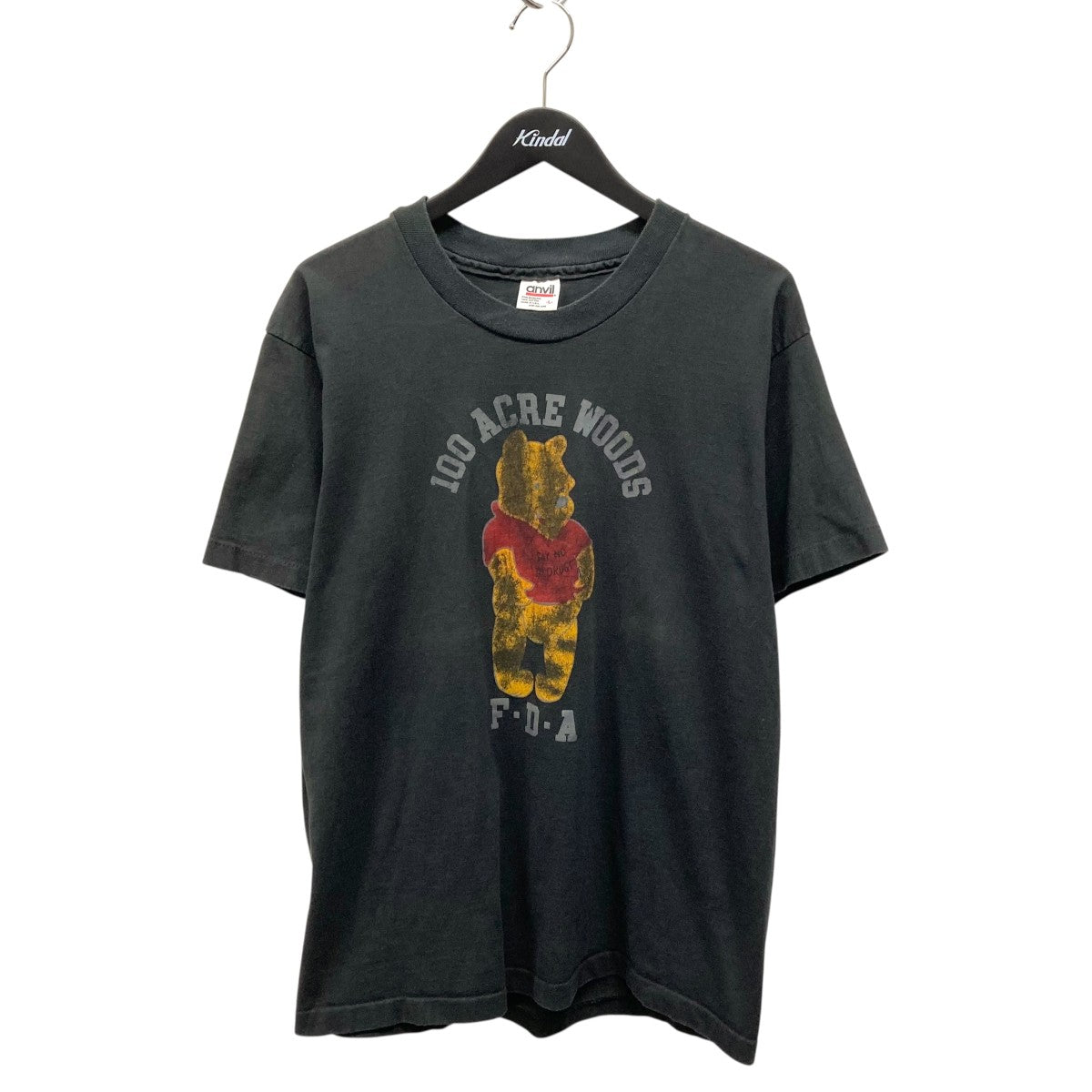 anvil(アンヴィル) 90'sプーさん半袖Tシャツ ブラック サイズ L