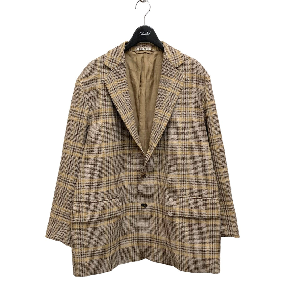 AURALEE(オーラリー) WOOL SERGE CHECK JACKETチェックテーラードジャケットA9AJ01SC A9AJ01SC  ブラウン×ベージュ サイズ 3｜【公式】カインドオルオンライン ブランド古着・中古通販【kindal】