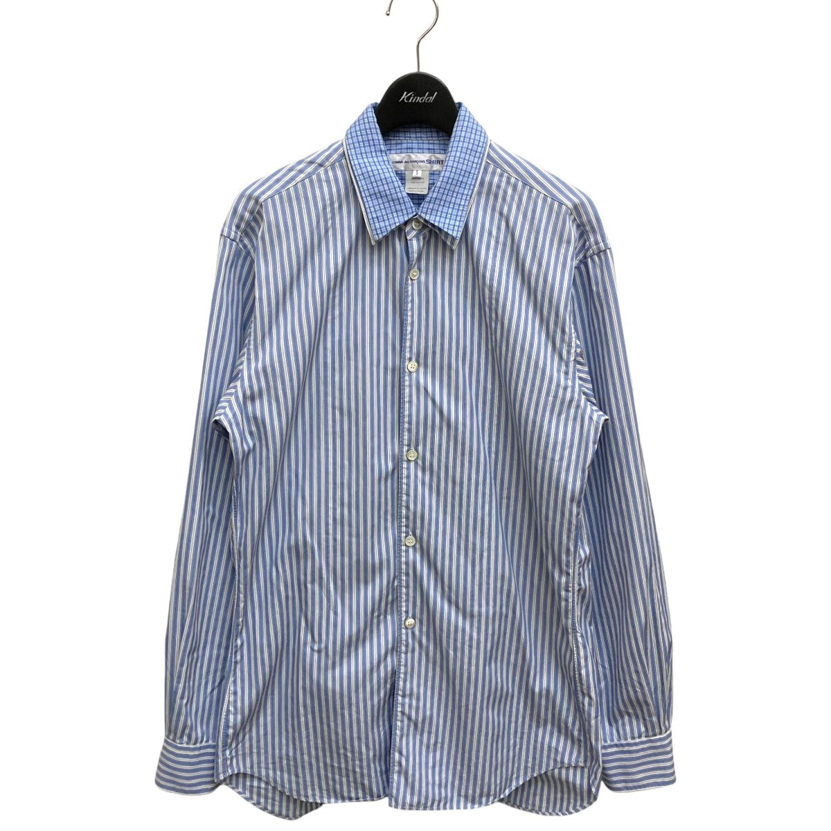 COMME des GARCONS SHIRT(コムデギャルソンシャツ) 18SSフェイクレイヤードストライプチェック長袖シャツS26081  S26081 ブルー×ホワイト サイズ S｜【公式】カインドオルオンライン ブランド古着・中古通販【kindal】