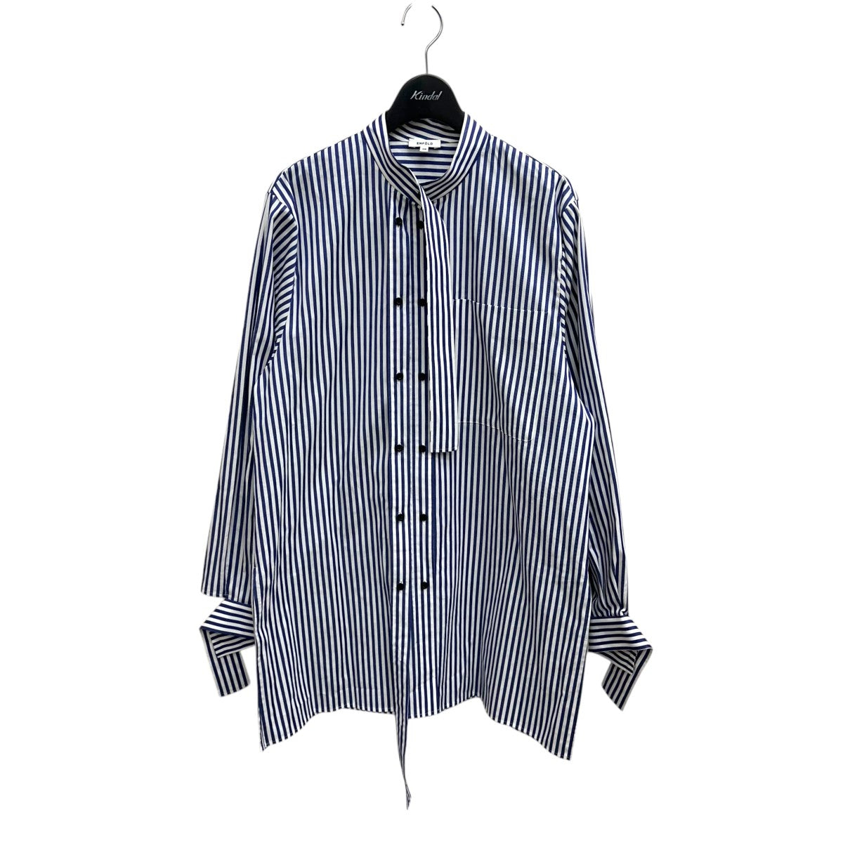 ENFOLD(エンフォルド) LONG-COLLAR SHIRT長袖ブラウス300GA230-1470 300GA230-1470 ホワイト×ブルー  サイズ 38｜【公式】カインドオルオンライン ブランド古着・中古通販【kindal】