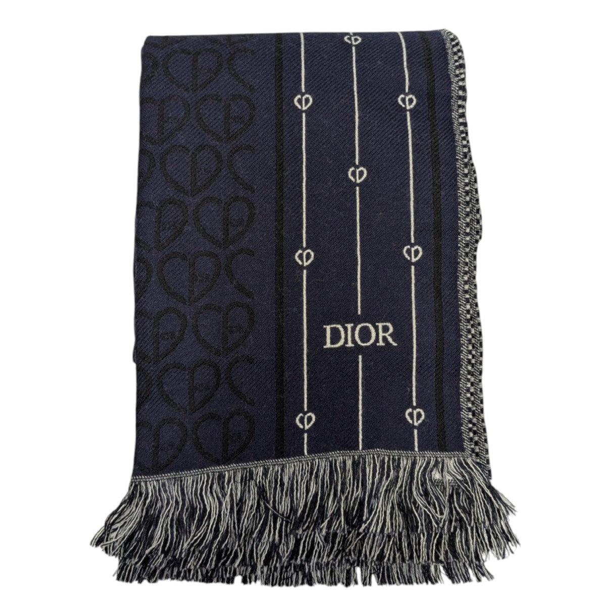 Christian Dior 黒/白 ロゴ入り　マフラー ディオール/クリスチャンディオール/マフラー/黒×白の買取実績