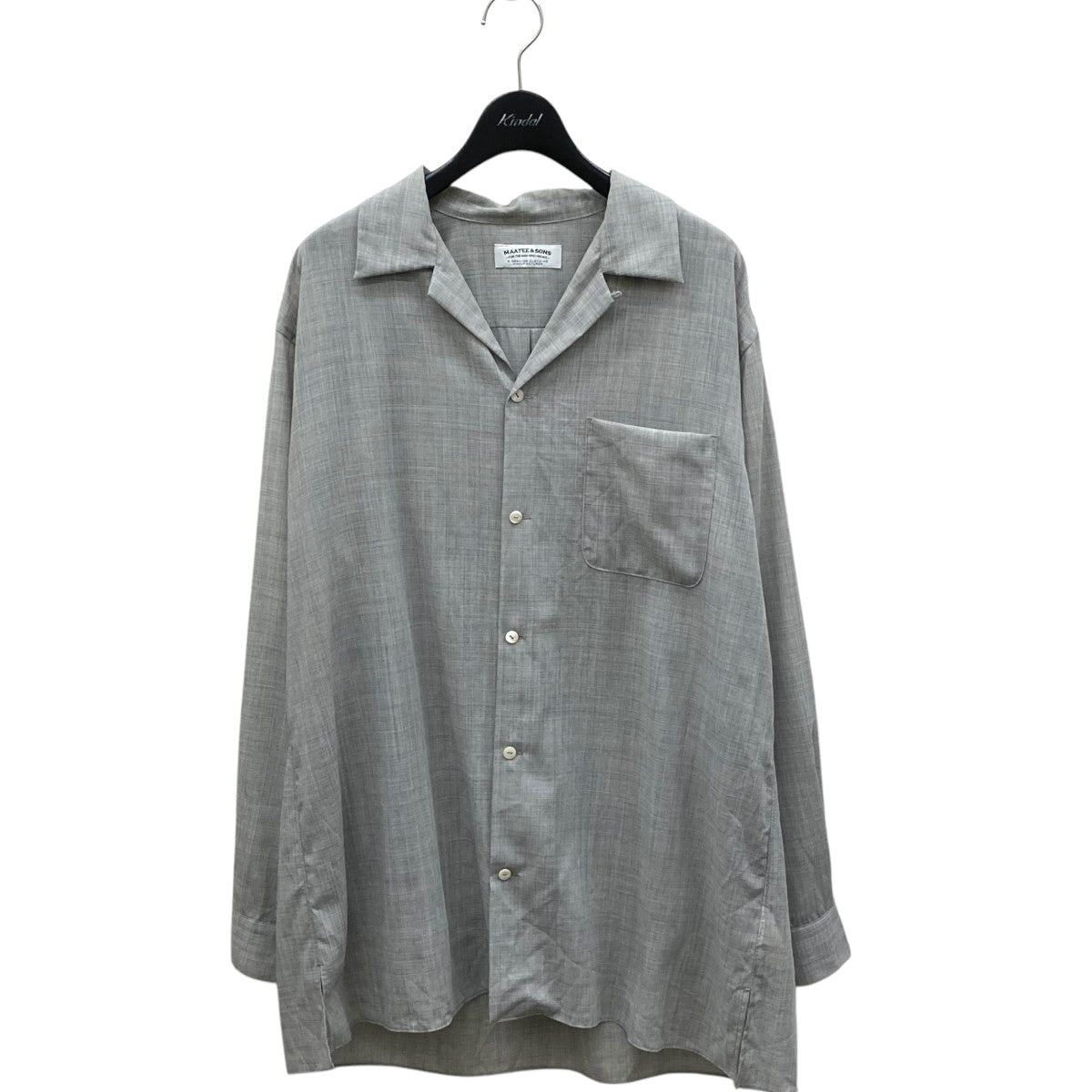 美品　maatee&sons グレー　シャツ　サイズ2番 MAATEE＆SONS(マーティーアンドサンズ) OPEN COLLAR SHIRTS長袖シャツ