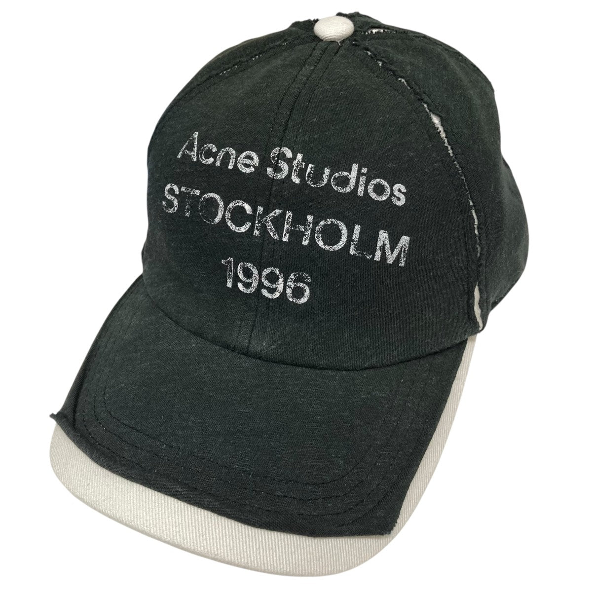 新品acne studiosキャップロゴ入りホワイト×ブラックロゴ Acne Studios】ロゴ キャップ フェイデッドブラック コットン