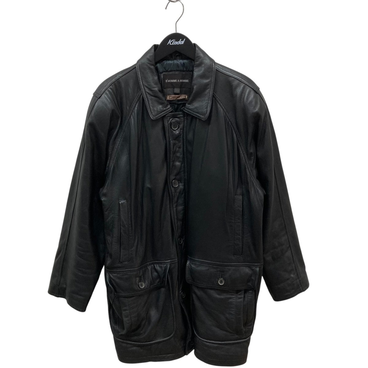 【美品】リドムレザージャケット D'HOMME A HOMME(ドムアオム) レザージャケット ブラック サイズ