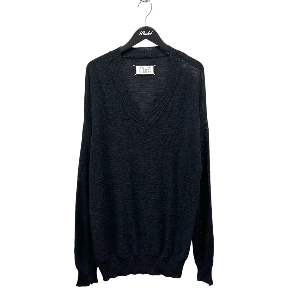 美品 Maison Margiela マルジェラ Vネックニット ブラック L Maison Margiela(メゾンマルジェラ) Vネックニット ブラック