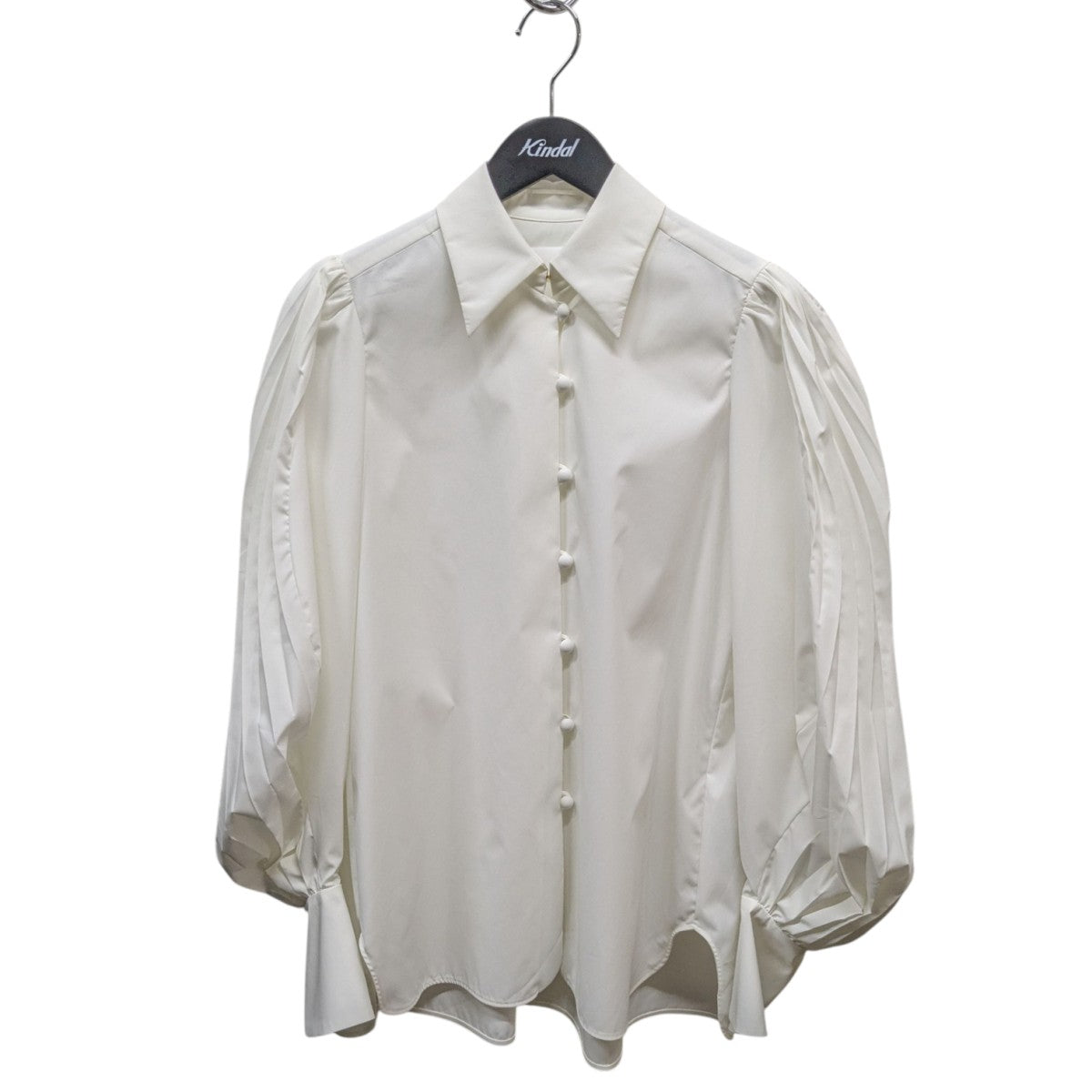 美品✨マメクロゴウチ カーブプリーツシャツ　ホワイト Mame Kurogouchi】 Curved Pleated Shirt / Curved Pleated Flared