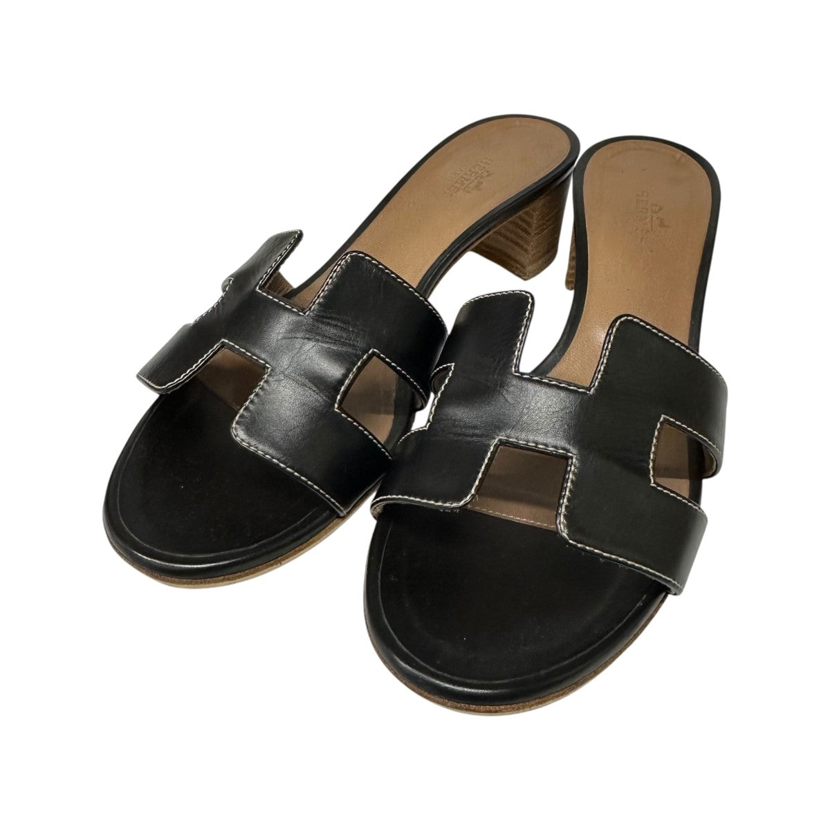 エルメス　オアジス　黒　36 エルメス オアジス スエード サンダル 36 1/2 レディース