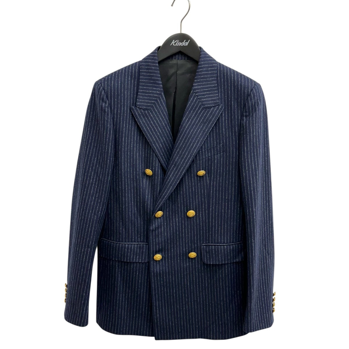 CELINE by hedi slimaneダブルジャケット 48 ストライプ CELINE Hedi Slimane 22SS Suit Double Breasted Navy Wool Stripe US