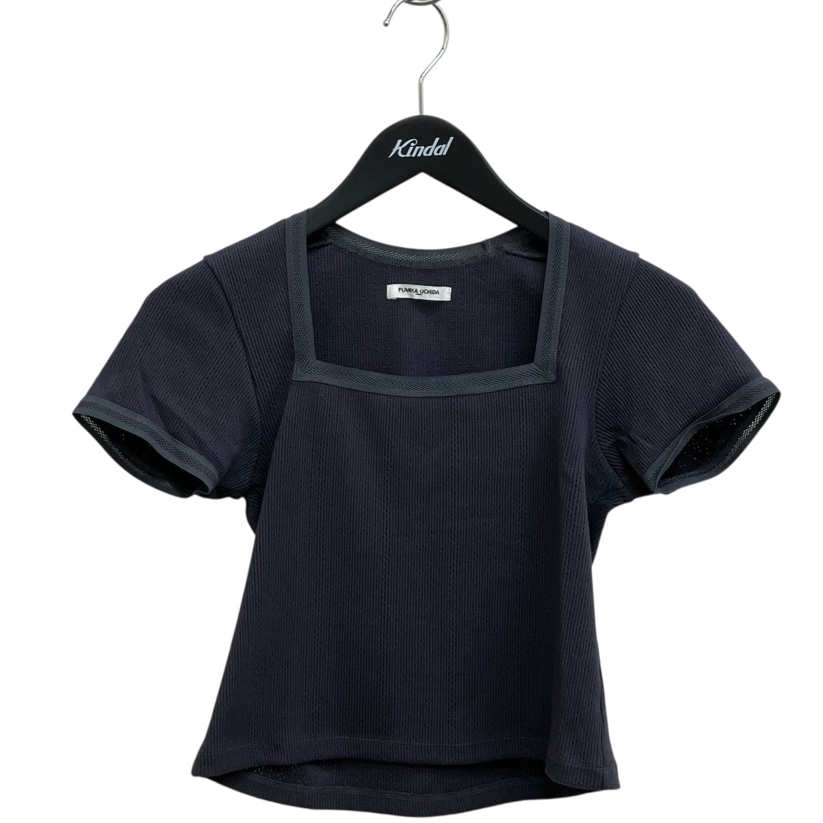 fumika uchidaブラック カットソー FUMIKA UCHIDA / フミカウチダ TRAAPEZOID NECK T-SHIRT（Tシャツ