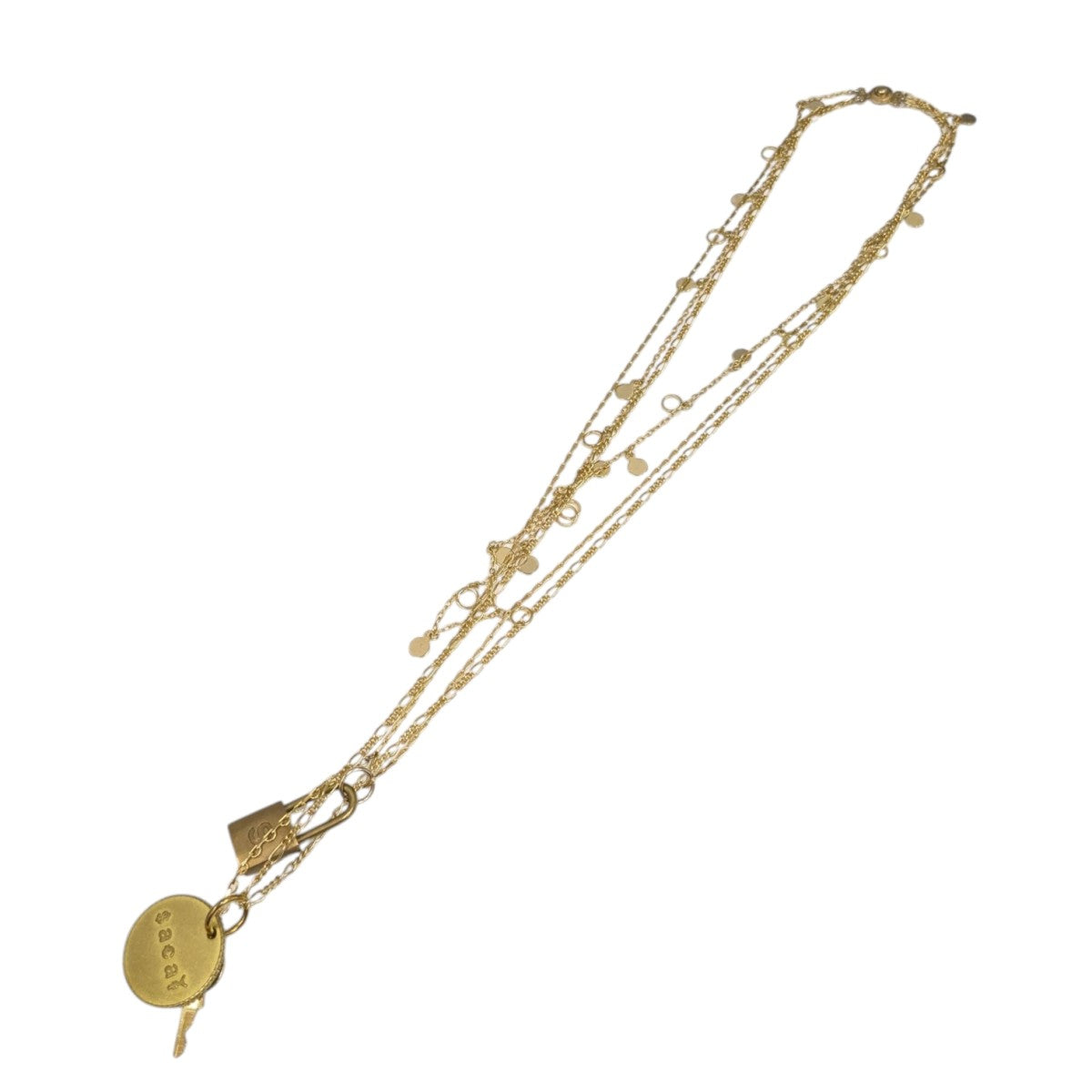 Gold Multi-Layered Lock Pendant Necklaceネックレス21-05634