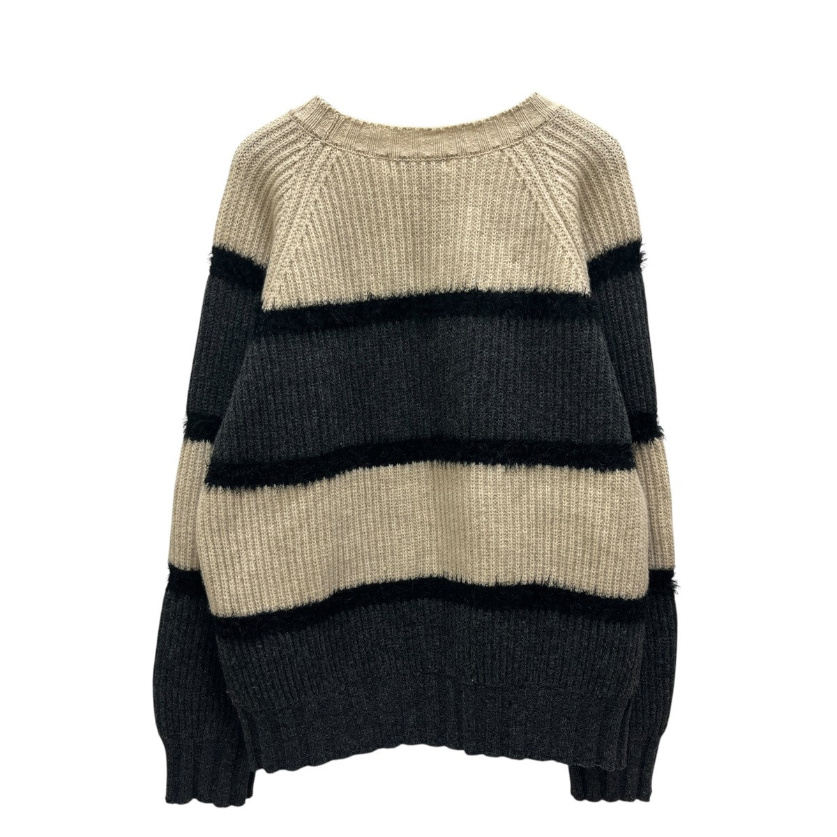 Super Comeback Lamb’s Wool Multi Border Knitクルーネックニット