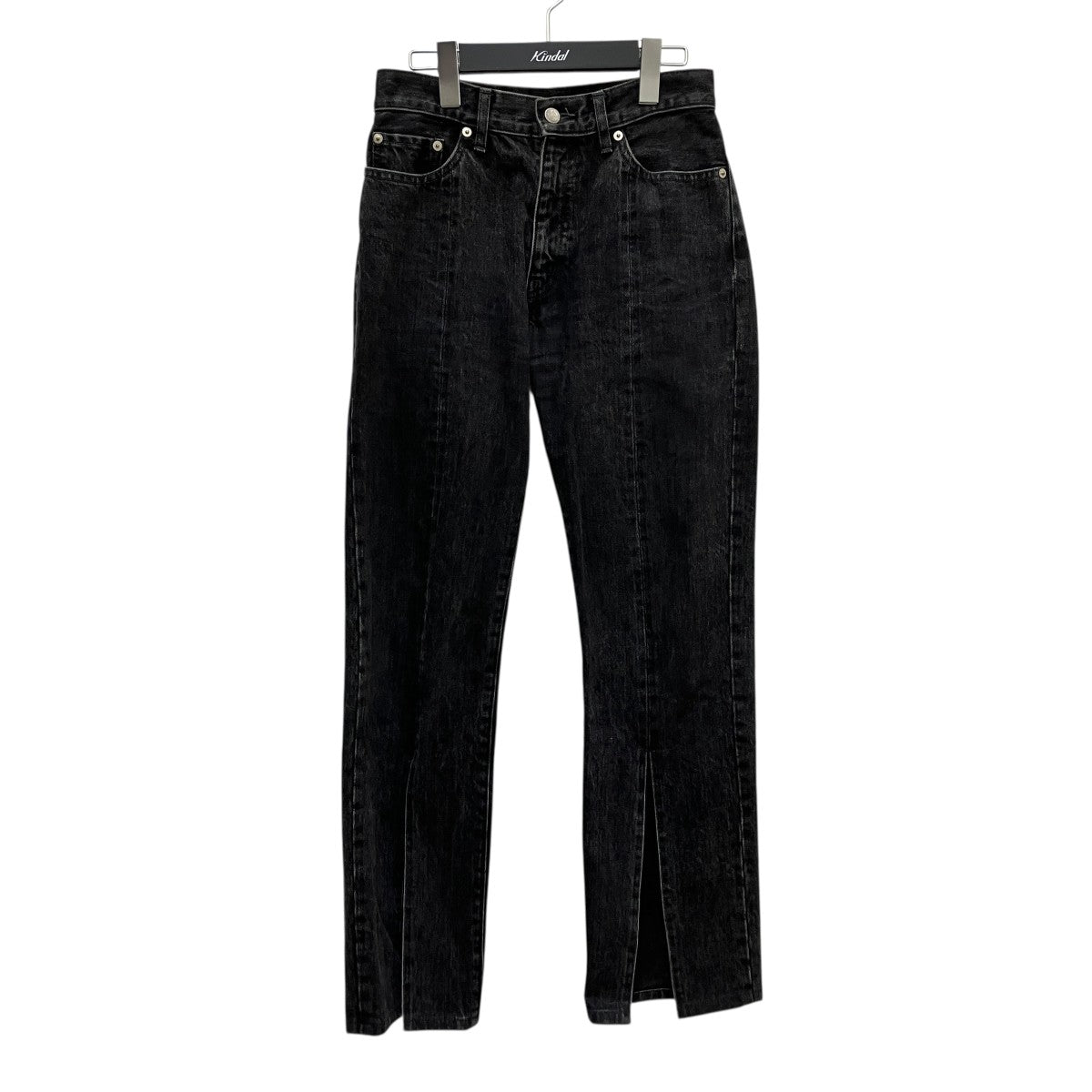 極近年レオナール 定番裾ラインストーン パンツ スリット ４２黒 大きいサイズ レディース 裏シャギーサイドスリットパンツ sw-0655