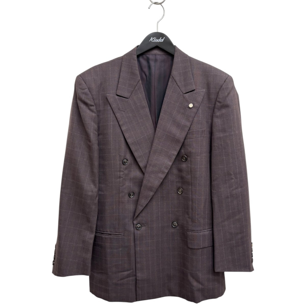 HERMES(エルメス) セリエボタンチェックテーラードジャケット ブラウン