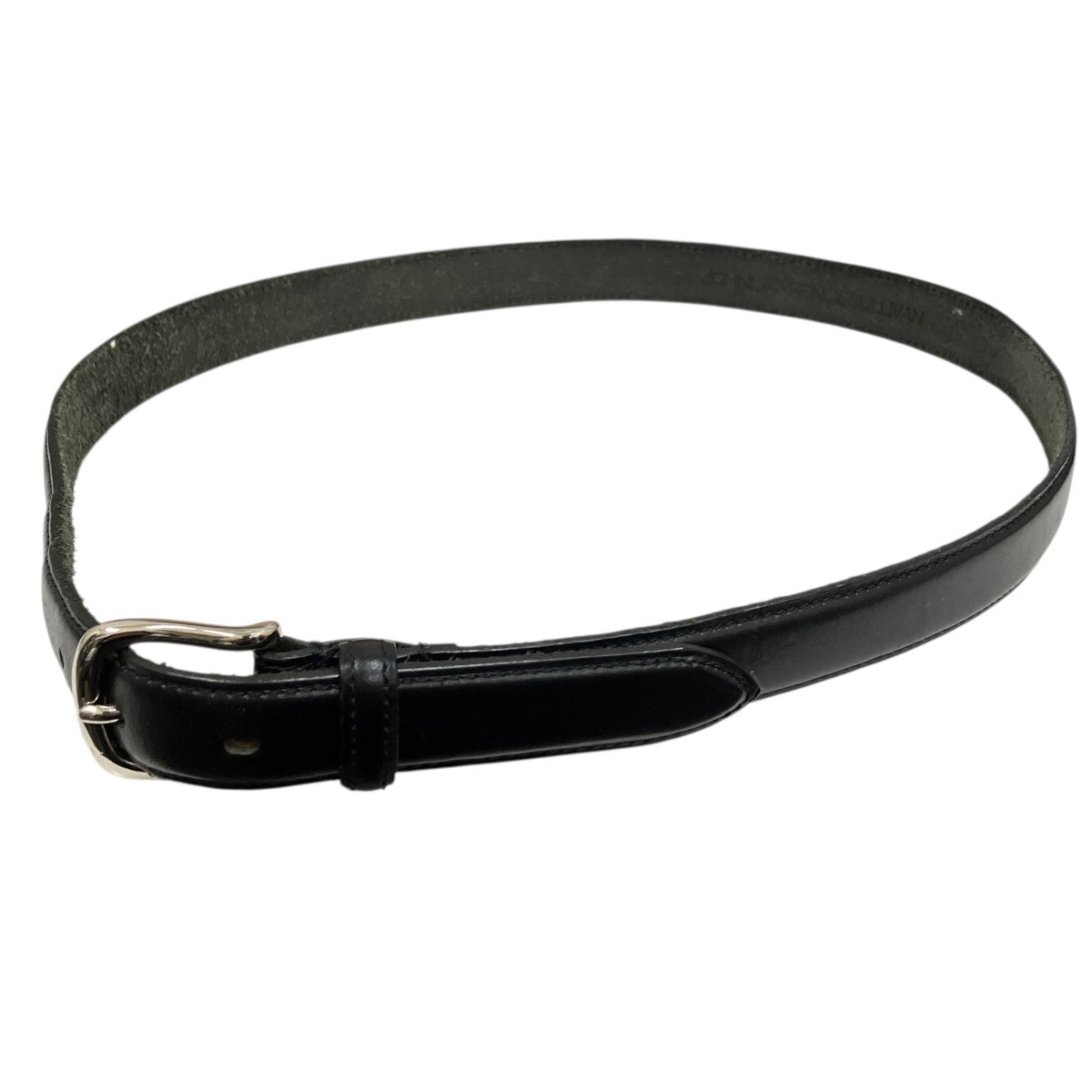 美品　JOHN LAWRENCE SULLIVAN ブラックレザーベルト　ナロー LEATHER BELT WITH METAL PARTS