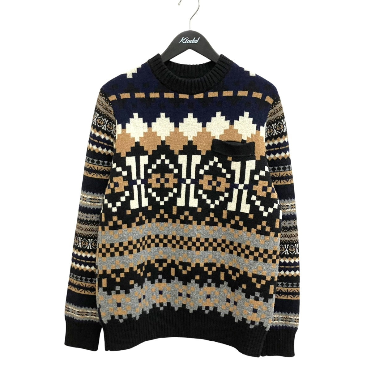 sacai(サカイ) ニット16-01095M 16-01095M ブラック×ネイビー×ブラウン