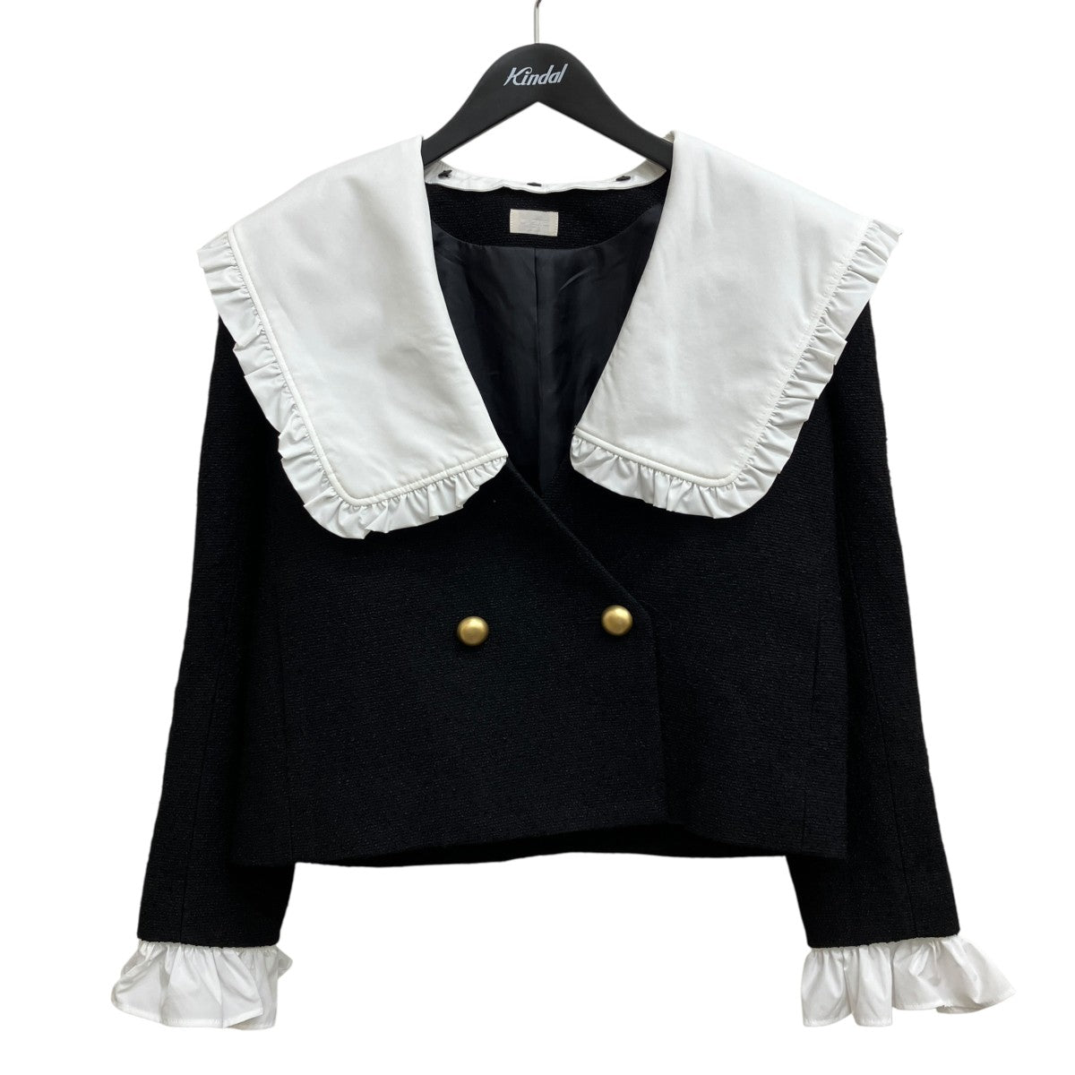 cygne(シーニュ) ショートジャケット ブラック×ホワイト サイズ 0