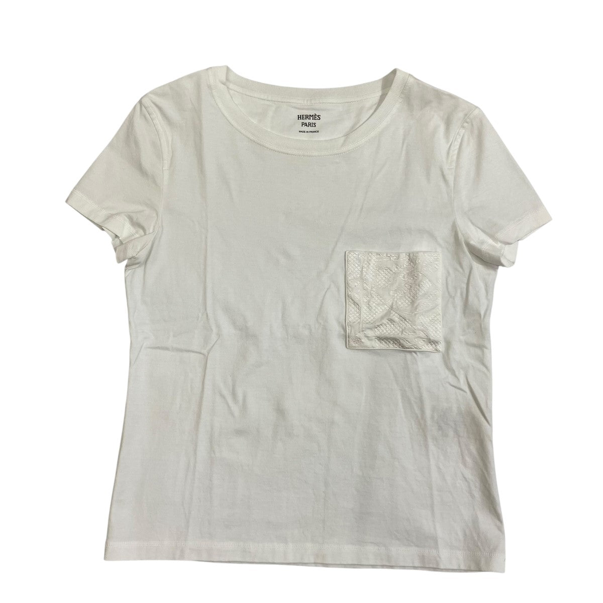 エルメス Tシャツ シェーヌダンクル刺繍 ポケット コットン レディース 