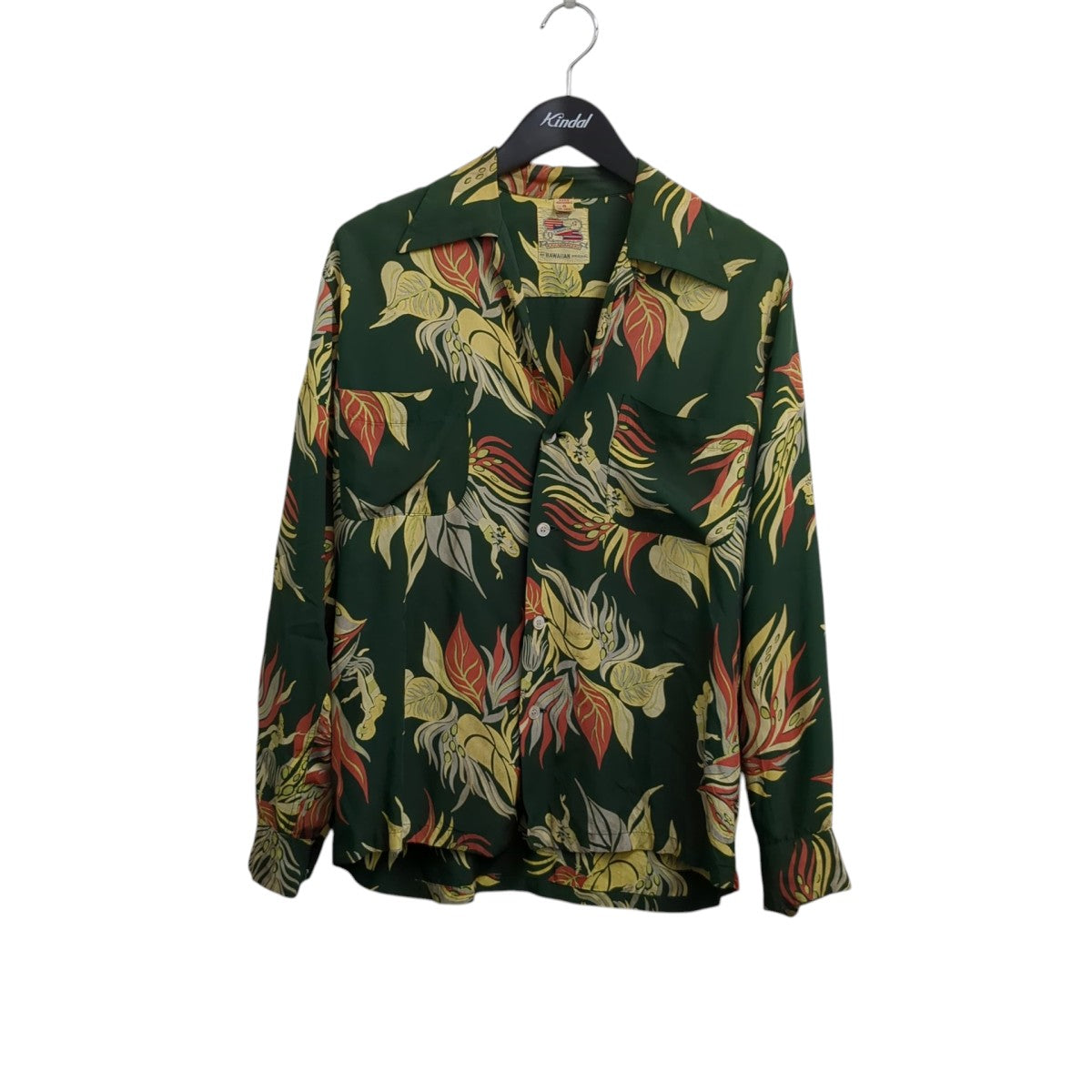 VINTAGE 40s Duke Kahanamoku Hawaiian L S Shirtシャツ 古着・中古-1枚目のアイテム画像