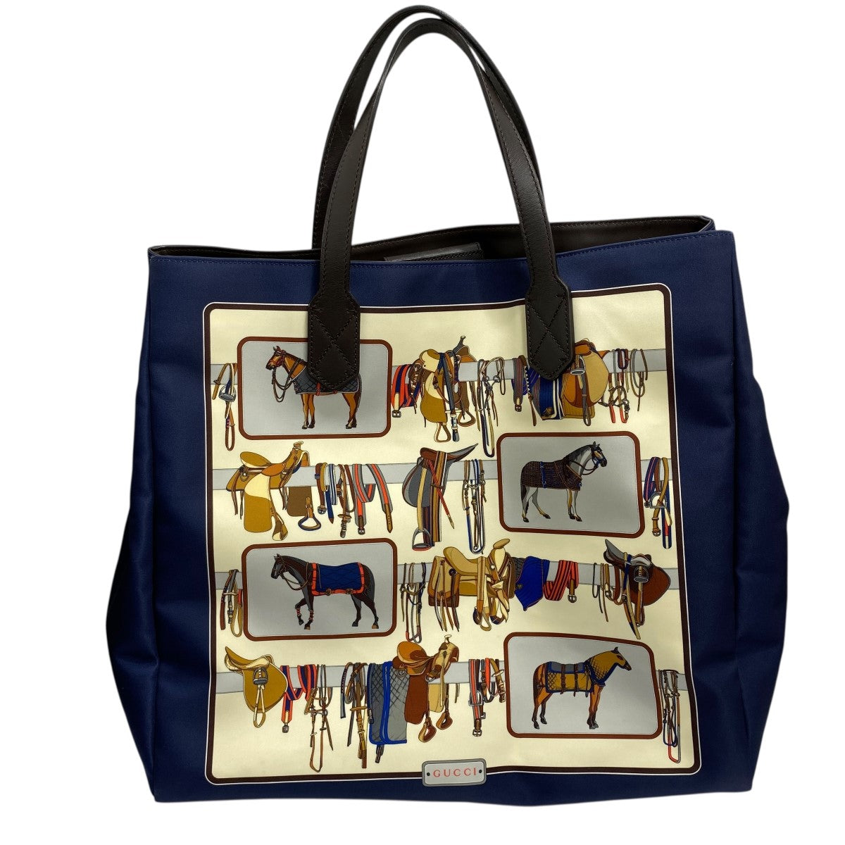 ✨Gucci✨レア物✨グッチプリントシルクレザーTote Bag イタリー製 GUCCI(グッチ) ホースプリント ナイロントートバッグ200047 200047
