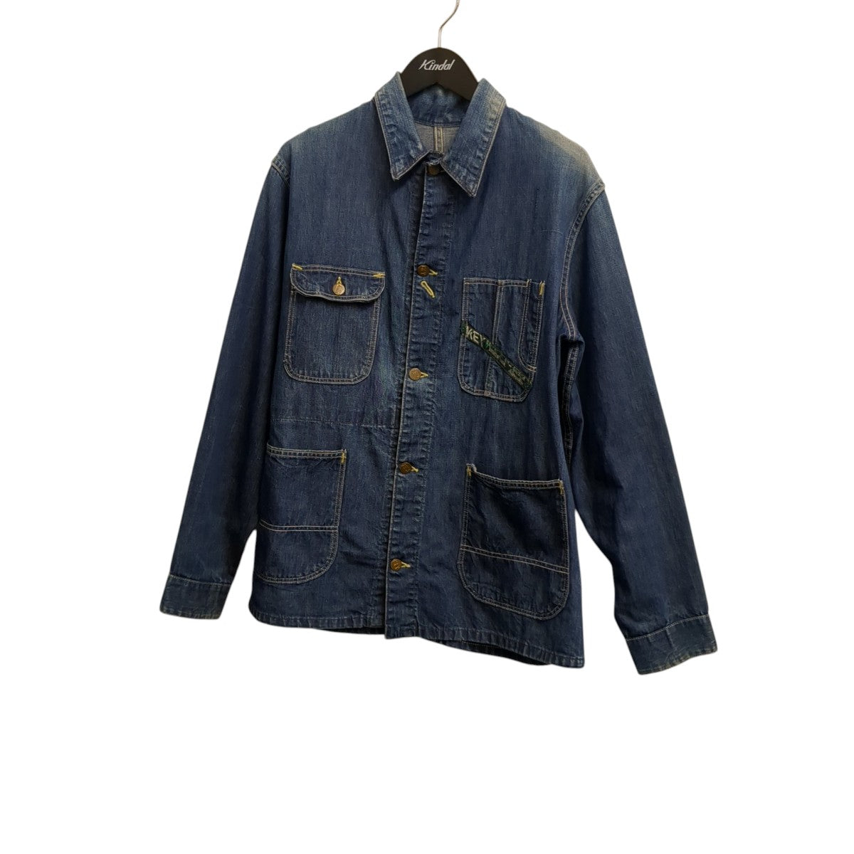 VINTAGE 50s KEY Imperial Denim Chore Jacket FADEカバーオール 古着・中古-1枚目のアイテム画像