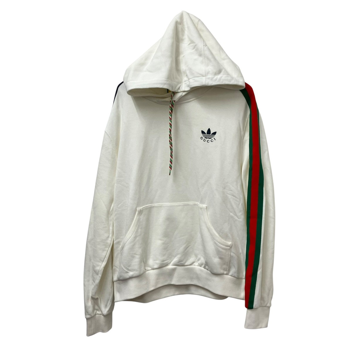 GUCCI ホワイト パーカー ロゴ入り オーバーサイズ　M adidas x GUCCI ホワイトパーカー M - メルカリ