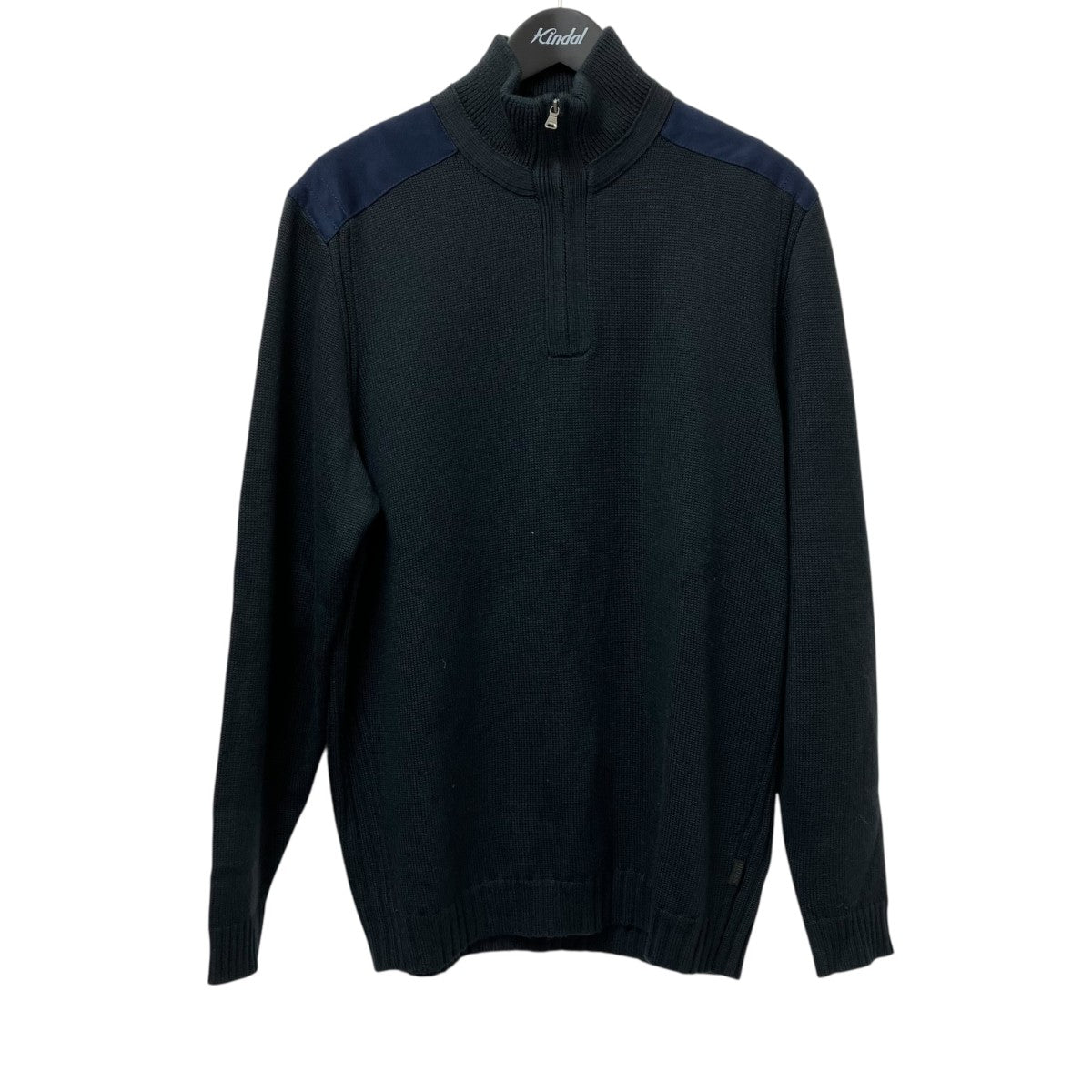HUGO BOSS ハーフボタン ドライバーズニット モックネック 濃いネイビー HUGO BOSS ハーフボタン ドライバーズニット モックネック 濃い