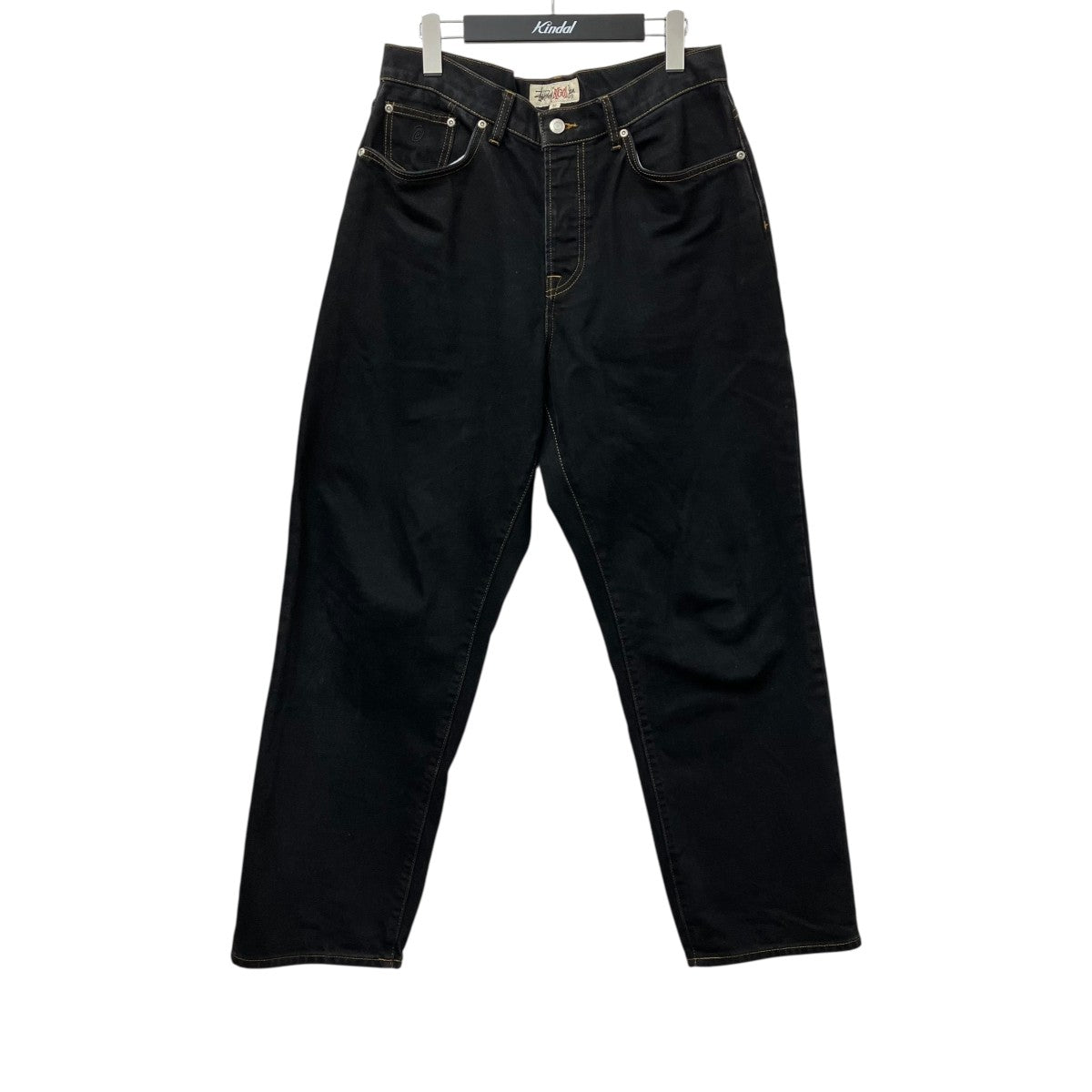 90s STUSSY ダブルニーブラックデニムパンツ サイズ30 ストリート系 stussy(ステューシー) ダブルニーデニムパンツ ブラック サイズ