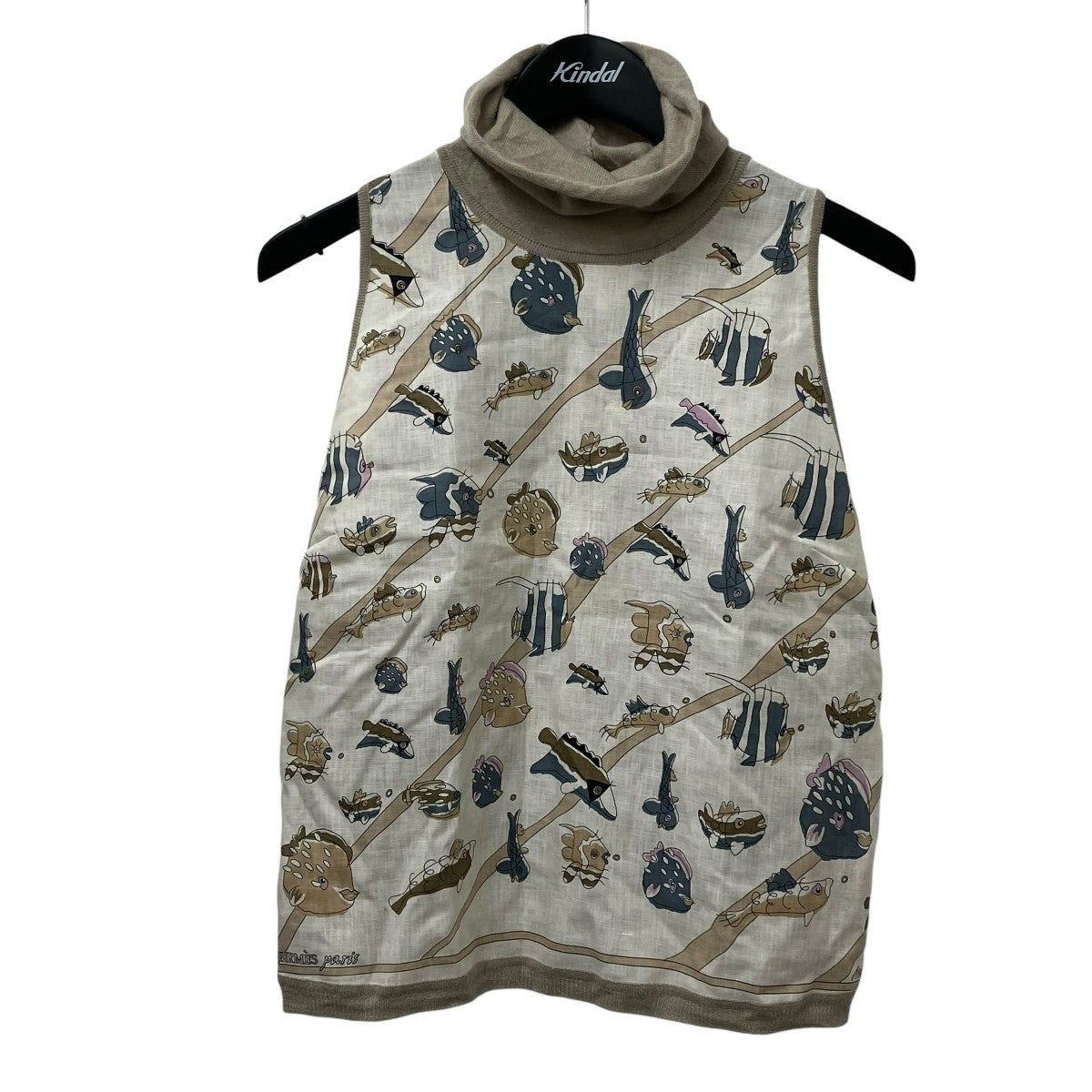 HERMES(エルメス) マルジェラ期 魚柄ノースリーブニット ベージュ