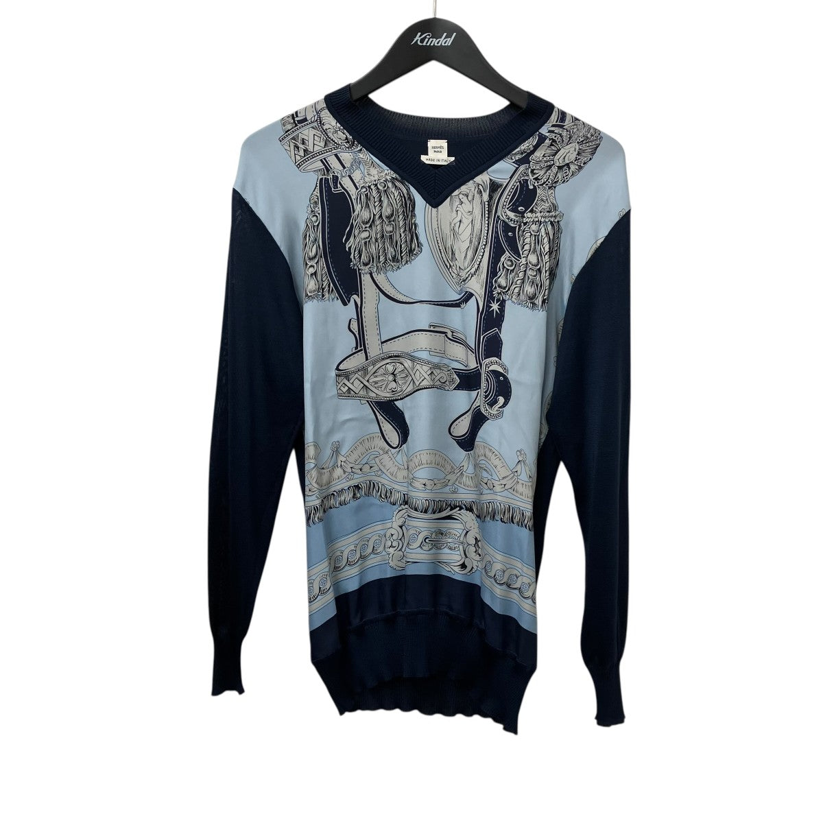 HERMES(エルメス) 切替ニット07-7750 07-7750 ブルー×ネイビー サイズ