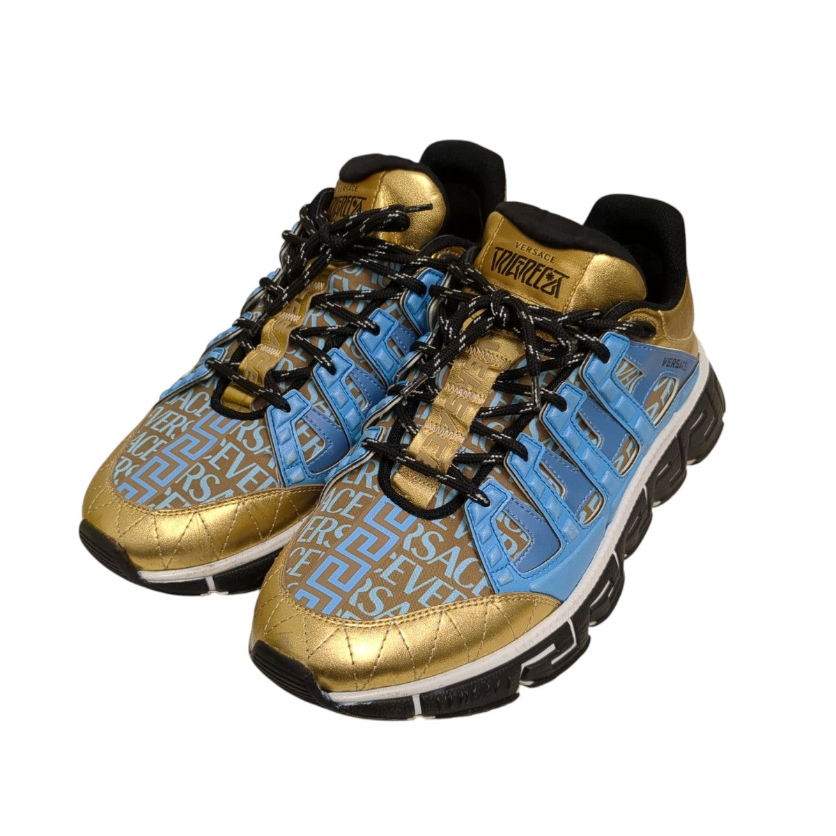 VERSACE(ヴェルサーチ) Trigreca Low-Topスニーカー ブルー×ゴールド