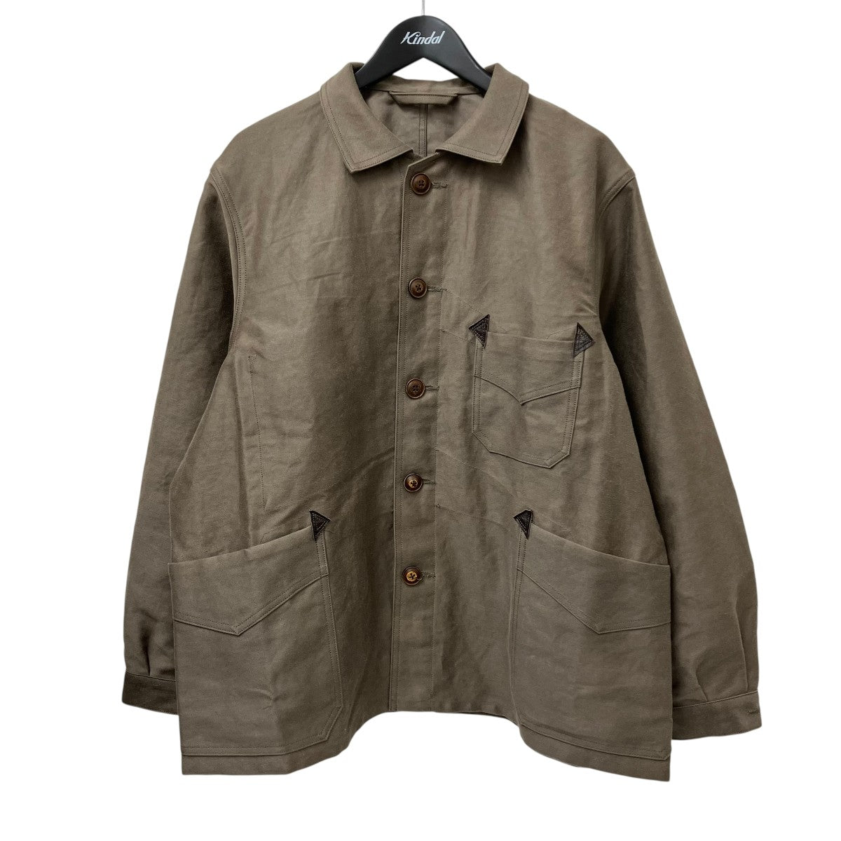 Nigel Cabourn ジップアップモーターサイクルシャツ48カーキ NIGEL CABOURN(ナイジェルケーボン) NIGEL CABOURNシャツジャケット