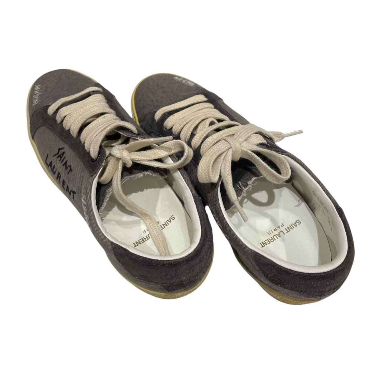 SAINT LAURENT PARIS EMBROIDERED DESTROYED CANVAS スニーカー 549398 古着・中古-2枚目のアイテム画像