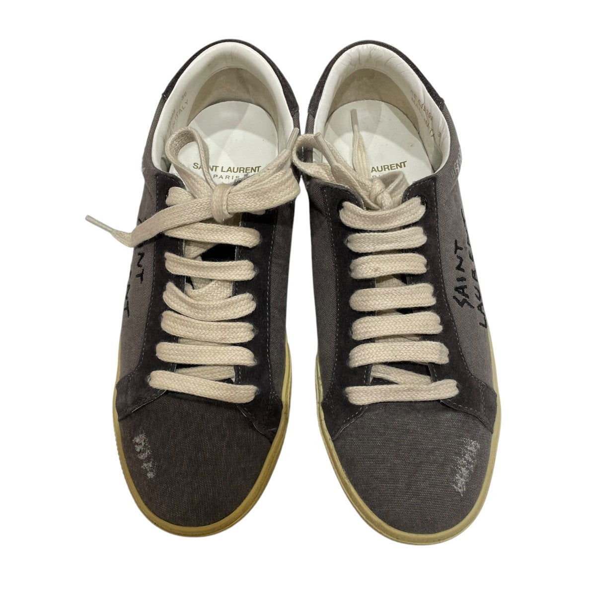 SAINT LAURENT PARIS EMBROIDERED DESTROYED CANVAS スニーカー 549398 古着・中古-3枚目のアイテム画像