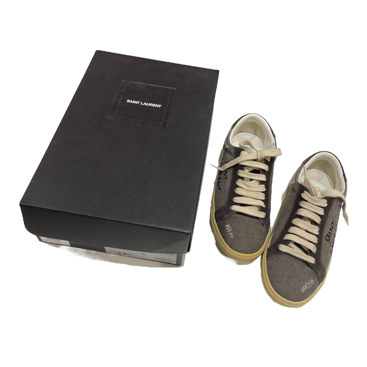 SAINT LAURENT PARIS EMBROIDERED DESTROYED CANVAS スニーカー 549398 古着・中古-9枚目のアイテム画像