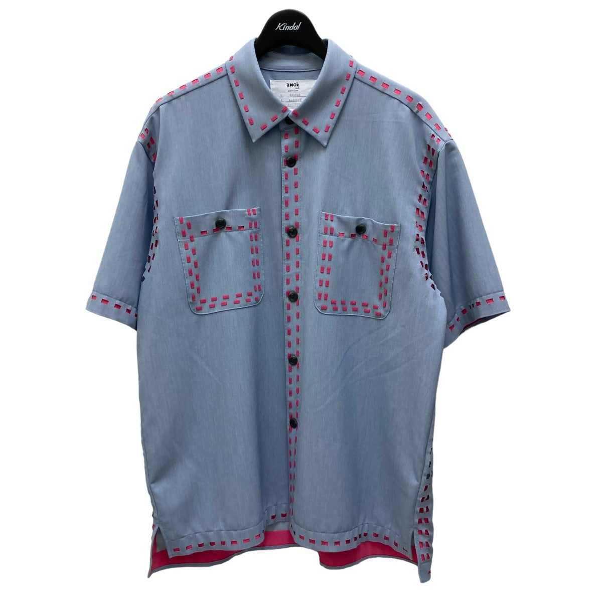 amok(アモク) LASER STITCH SHIRT　半袖シャツ サックスブルー サイズ M｜【公式】カインドオルオンライン  ブランド古着・中古通販【kindal】