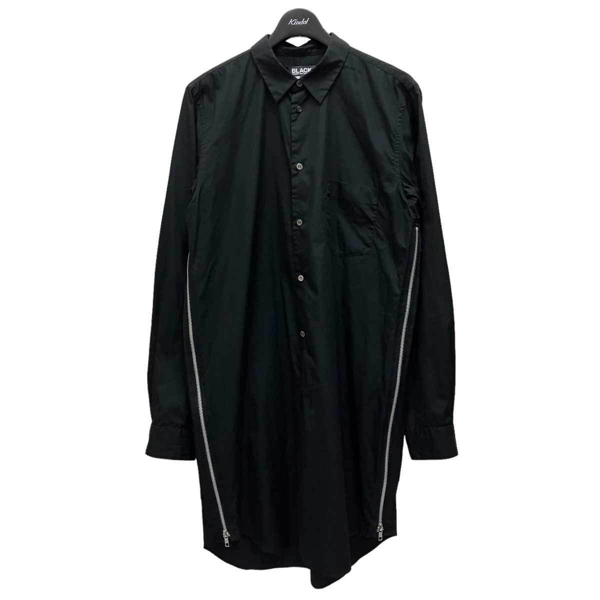 Black COMME des GARCONS(ブラックコムデギャルソン) サイドジップロングシャツ1H-B013 ブラック サイズ:XL メンズ シャツ 中古・古着